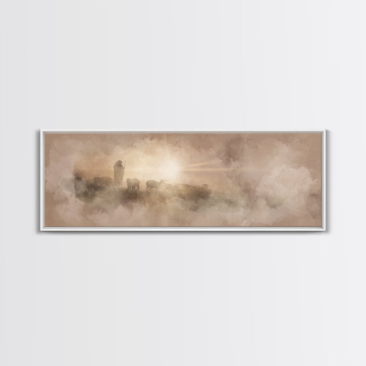 Radiant Horizon, Framed Canvas Print, Christian Art Canvas, Panoramic Wall Art, Christian Wall Art, Christmas Art, Modern Christian Art