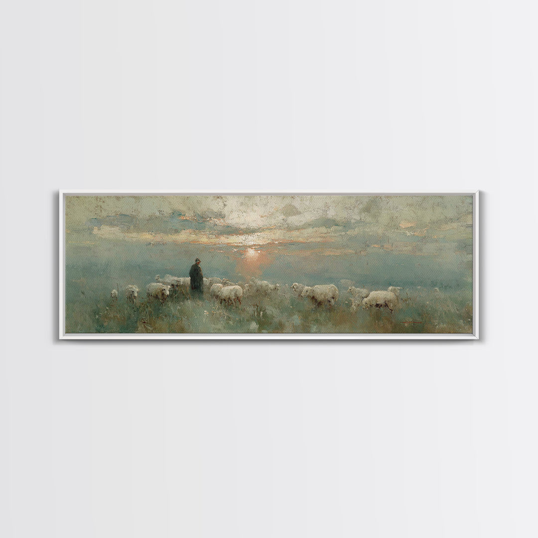 Horizon Of Peace, Framed Canvas Print, Panoramic Print, Christian Wall Art, Christian Art Canvas, Jesus Painting, Christmas Art