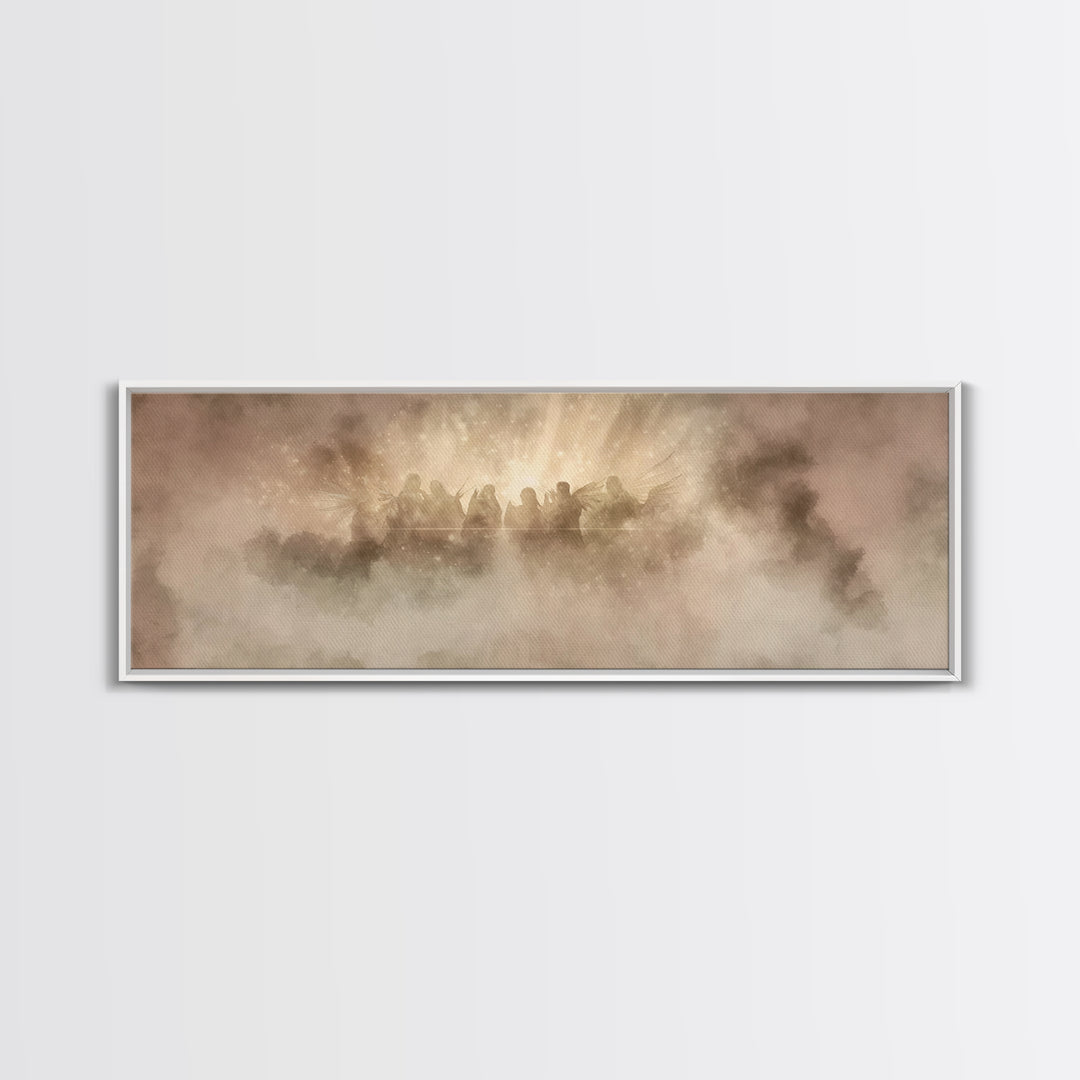 Celestial Chorus, Framed Canvas Print, Christian Art Canvas, Panoramic Wall Art, Christmas Art, Christian Art Gift, Modern Christian Art