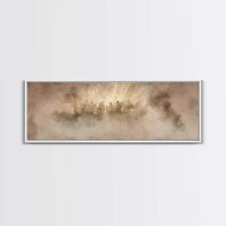Celestial Chorus, Framed Canvas Print, Christian Art Canvas, Panoramic Wall Art, Christmas Art, Christian Art Gift, Modern Christian Art