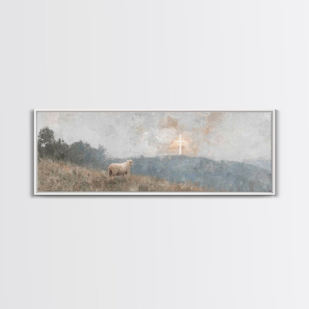 Valley Of Mercy – Framed Canvas Print – Panoramic Wall Art – Christian Art Gift – Modern Christian Art – Jesus Painting – Christmas Art Pri