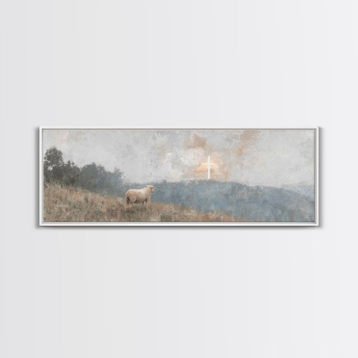 Valley Of Mercy – Framed Canvas Print – Panoramic Wall Art – Christian Art Gift – Modern Christian Art – Jesus Painting – Christmas Art Pri