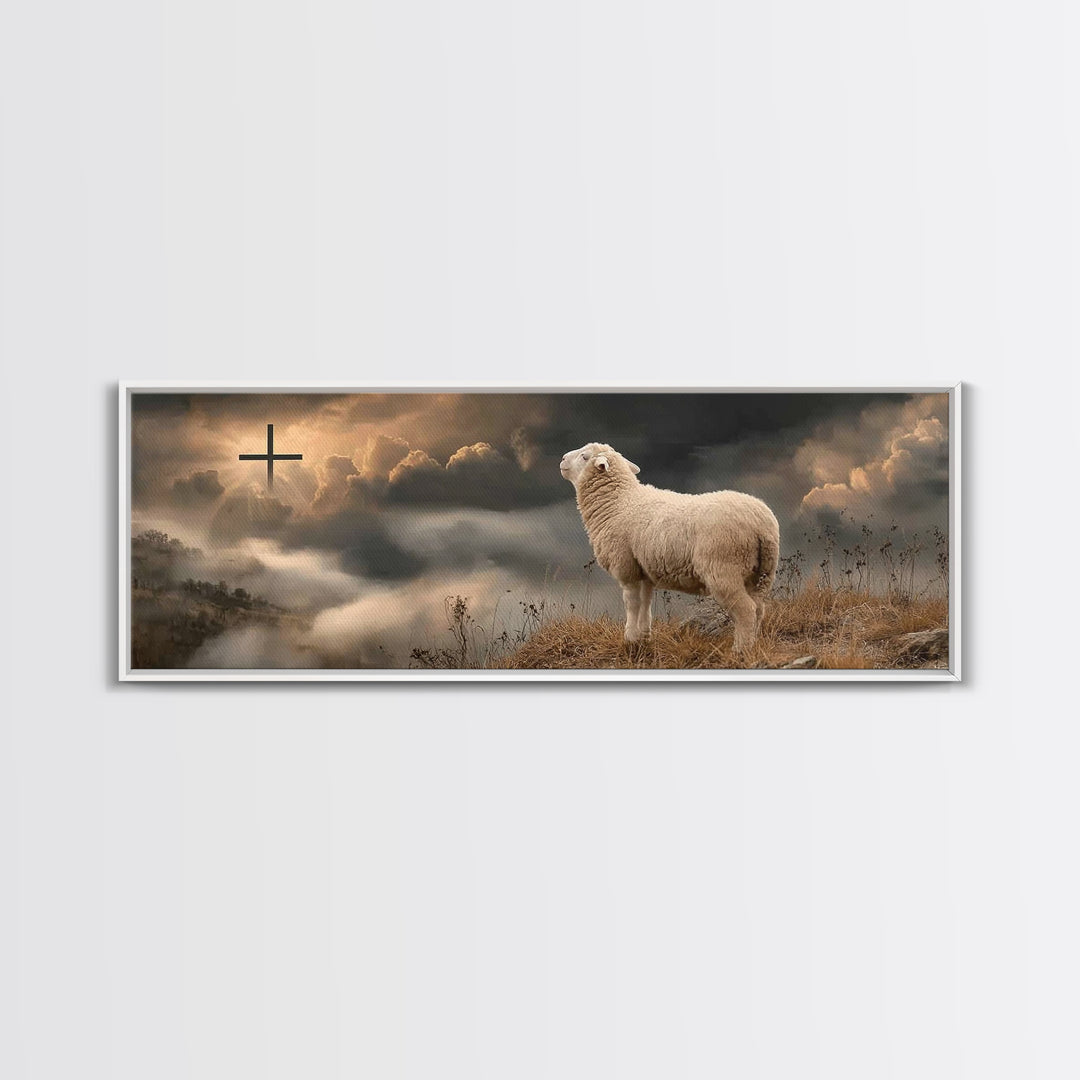 Dawn Of Salvation, Framed Canvas Print, Panoramic Painting, Christian Wall Art, Christian Art Canvas, Jesus Painting Canvas, Christmas Art