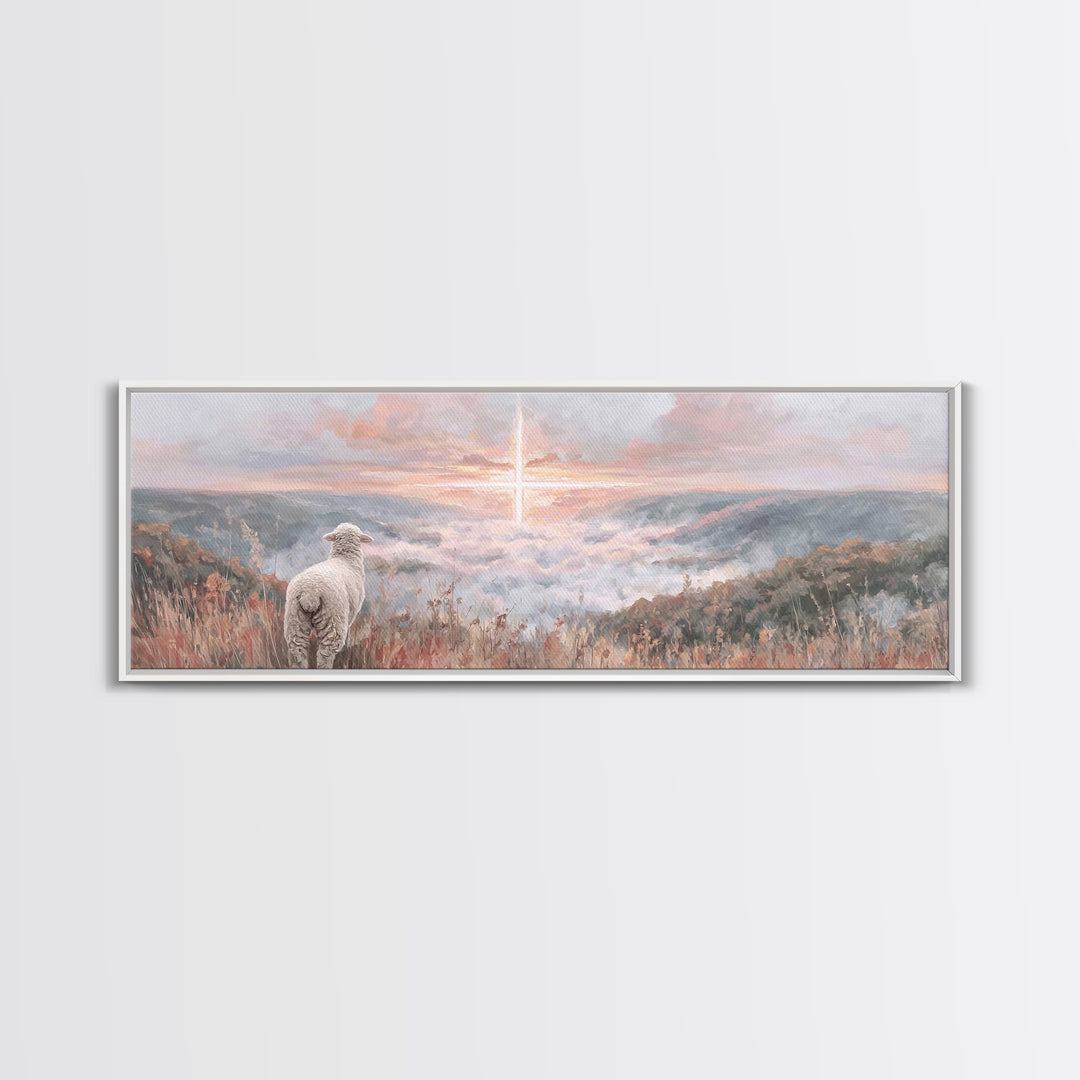 Crosslight Horizon | Framed Canvas Print | Panoramic Print | Christian Wall Art | Christian Art Painting | Jesus Canvas Art | Christian Chr