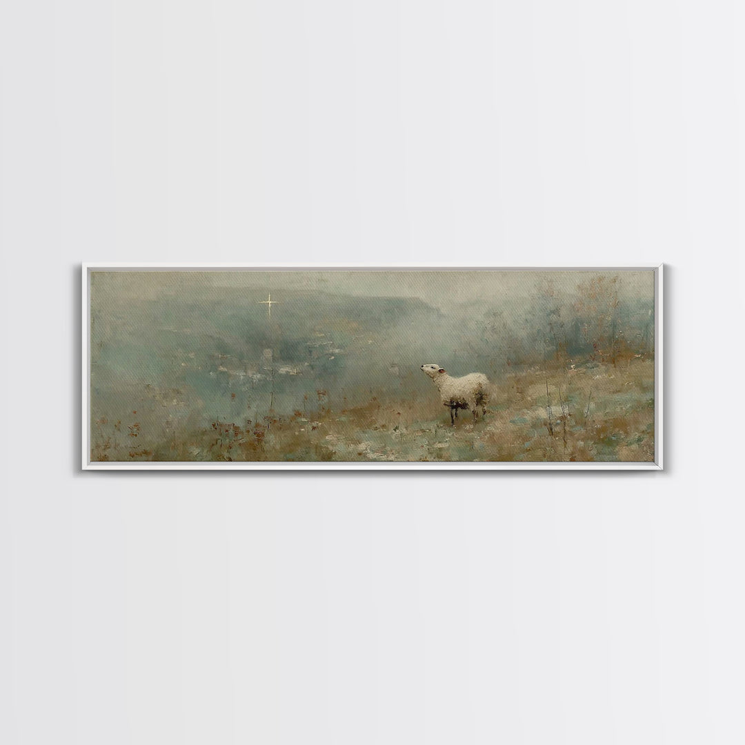 Hillside Grace | Framed Canvas Print | Panoramic Painting | Christian Art Canvas | Christian Christmas Art | Subtle Christian Art | Christi