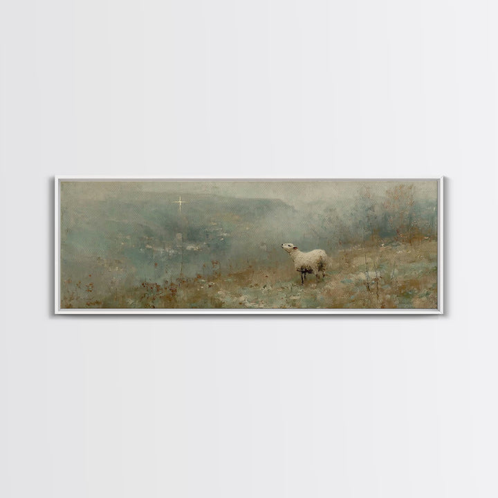 Hillside Grace | Framed Canvas Print | Panoramic Painting | Christian Art Canvas | Christian Christmas Art | Subtle Christian Art | Christi
