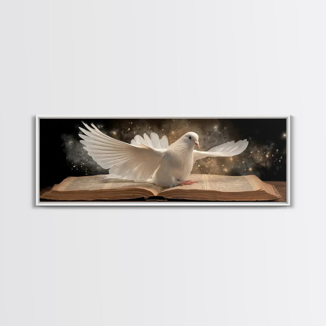 Holy Fire Light, Framed Canvas Print, Panoramic Frame, Christian Art Canvas, Moody Christian Art, Christian Christmas Decor, Christian Wall