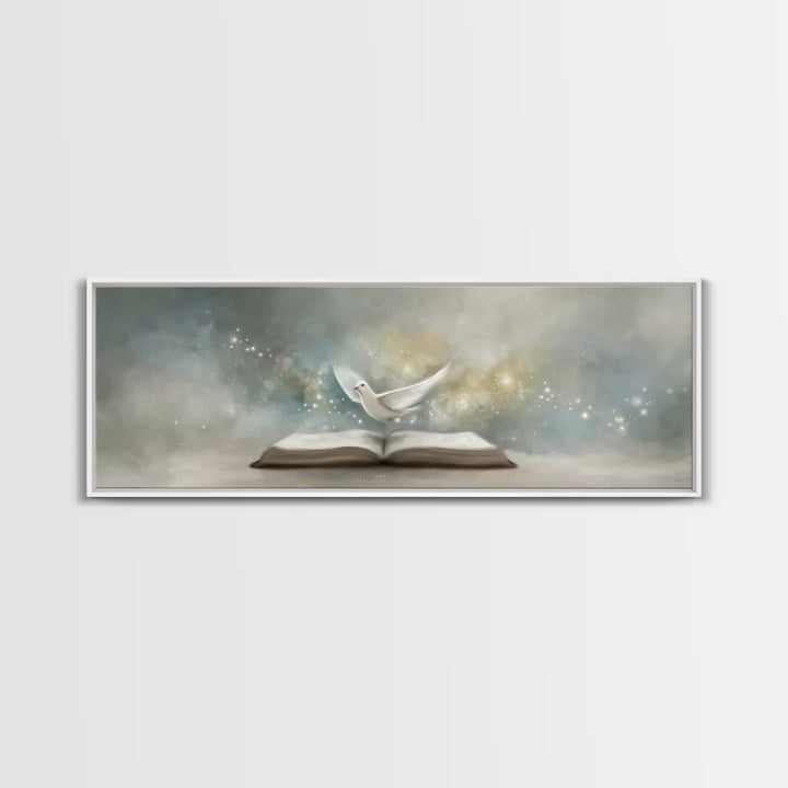 Spirit Of Scripture | Framed Canvas Print | Extra Wide Art | Christian Art Work | Christian Wall Art | Christmas Art Prints | Modern Christ