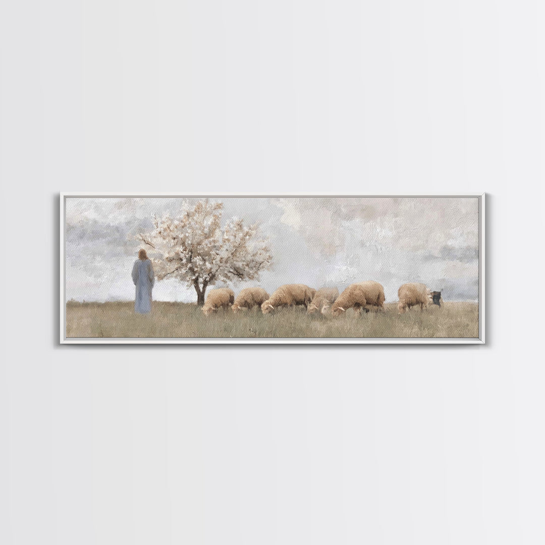 Guiding Orchard Path | Framed Canvas Print | Christian Painting | Panoramic Wall Art | Christian Art Canvas | Christmas Art | Jesus Paintin