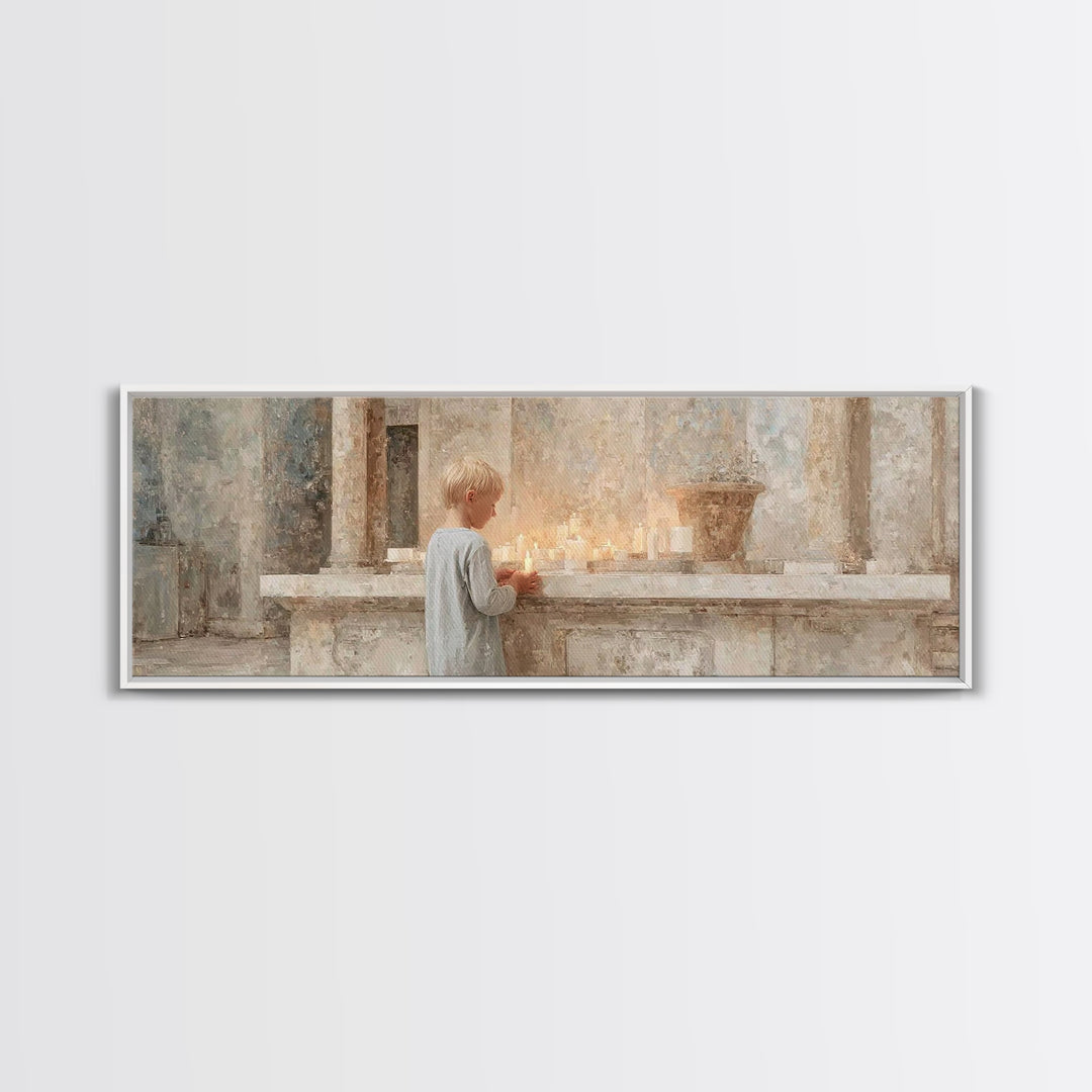 Child Of Prayer – Framed Canvas Print – Christian Wall Art – Panoramic Painting – Christian Art Canvas – Christmas Art Prints – Christian D