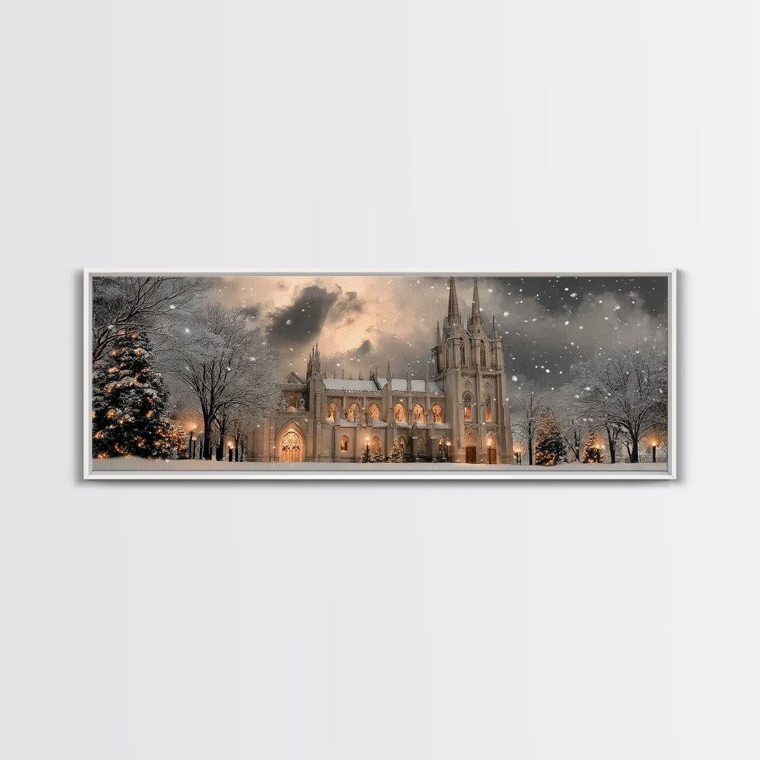 Cathedral Wonder | Framed Canvas Print | Christian Art Canvas | Panoramic Art | Christmas Wall Art | Christian Christmas Art | Christian Gi