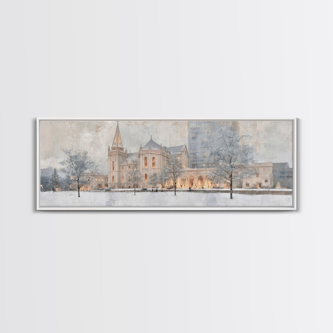Sanctuary At Dusk - Framed Canvas Print - Christian Art Canvas - Panoramic Frame - Christmas Wall Art - Christian Decoration - Unique Chris