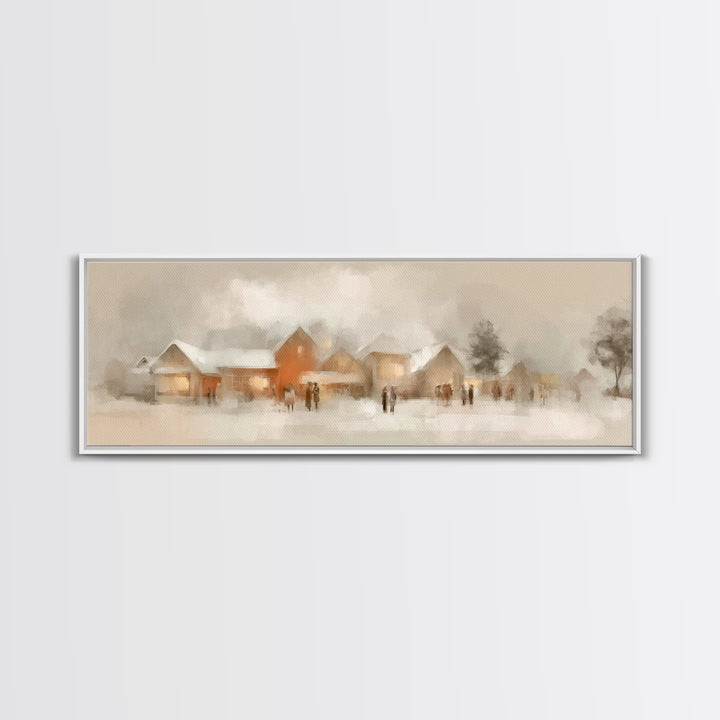 Hearthside Gathering – Framed Canvas Print – Christian Wall Art – Panoramic Painting – Christmas Art – Christian Art Canvas – Christian Gif