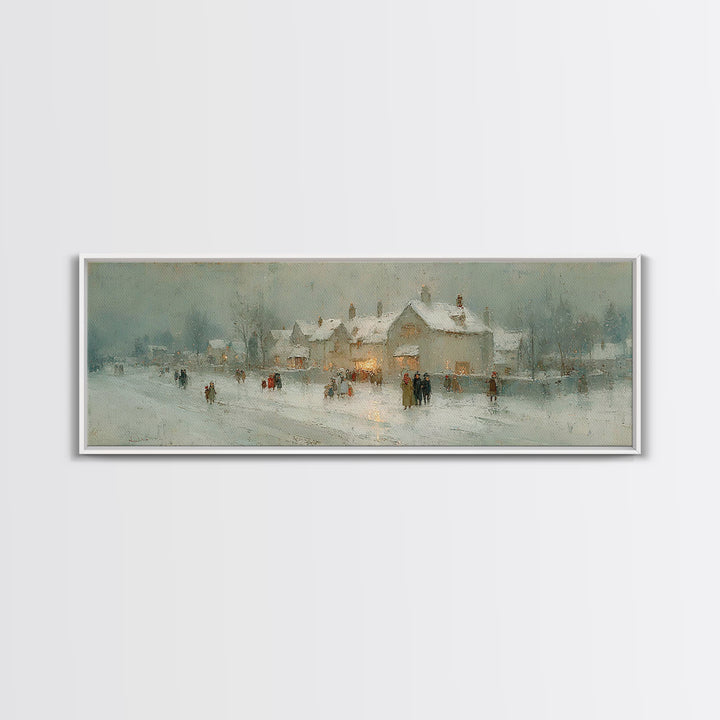 Winter Lane Joy, Framed Canvas Print, Christian Art Canvas, Panoramic Wall Art, Christmas Art Prints, Christian Decor, Moody Christian Art