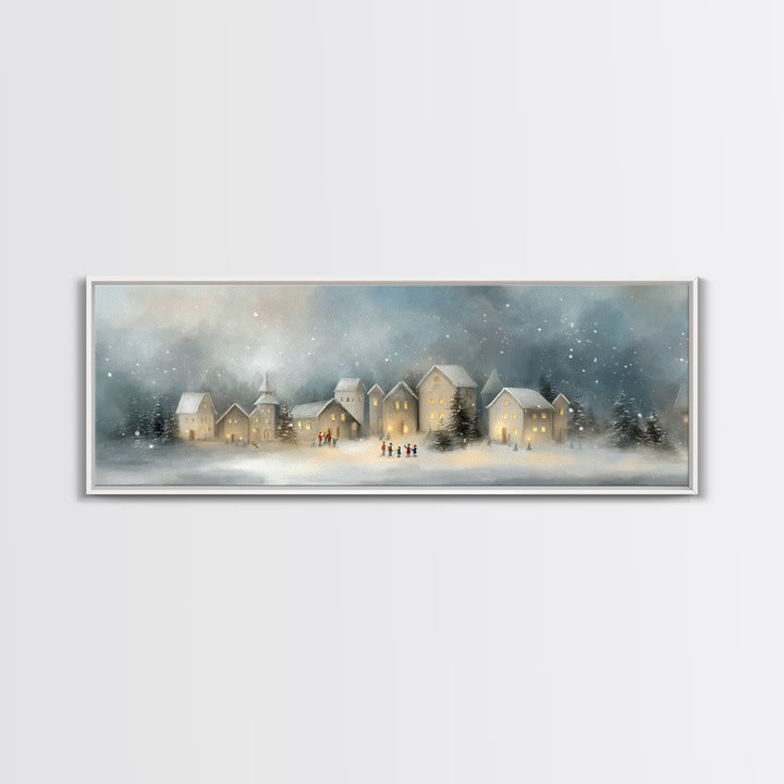 Peaceful Village Star - Framed Canvas Print - Christian Wall Art - Panoramic Art - Christmas Art - Christian Art Canvas - Christmas Wall Ar