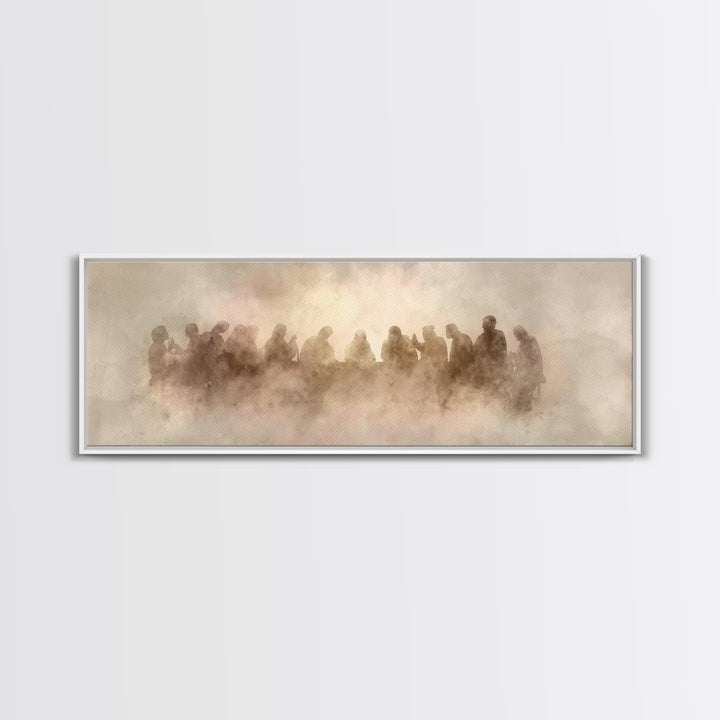 Apostles In Glory, Framed Canvas Print, Christian Art Print, Jesus Painting Canvas, Panoramic Art, Modern Christian Painting, Christian Wal