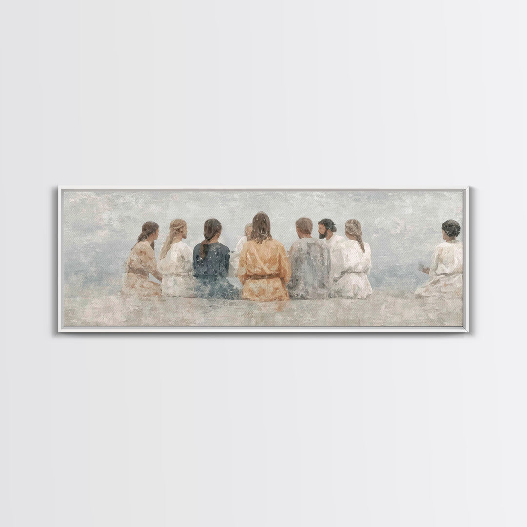 Hallowed Fellowship Peace, Framed Canvas Print, Christian Wall Art, Modern Christian Art, Panoramic Frame, Jesus Art Print, Christian Gift