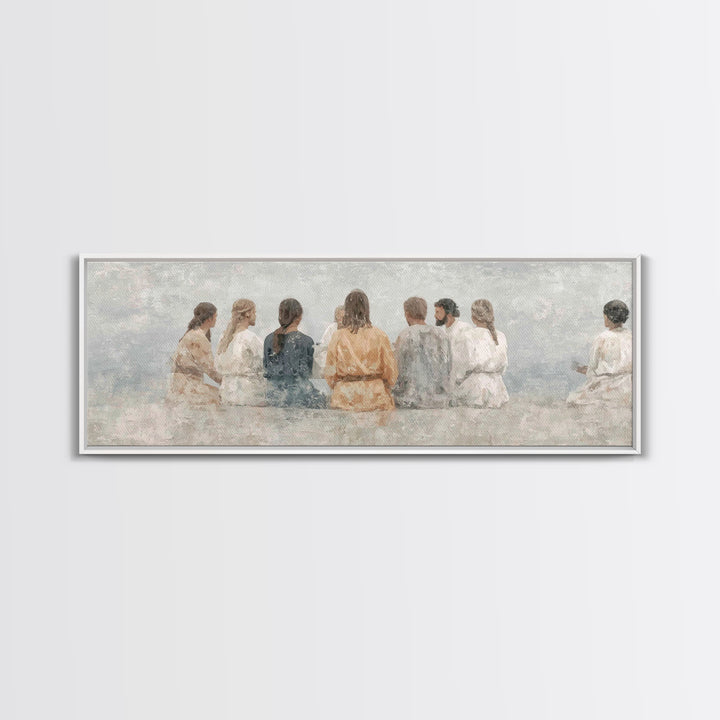Hallowed Fellowship Peace, Framed Canvas Print, Christian Wall Art, Modern Christian Art, Panoramic Frame, Jesus Art Print, Christian Gift