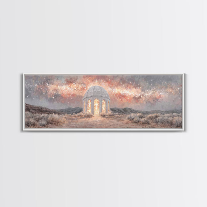 Starlit Sanctuary, Framed Canvas Print, Panoramic Print, Christian Wall Art, Christian Art Canvas, Christmas Art, Jesus Painting