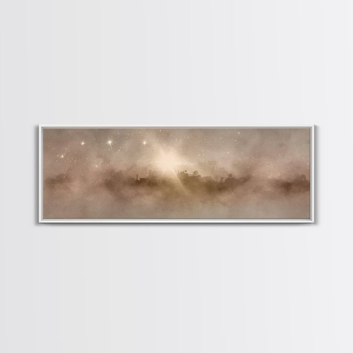 Desert Chapel Sky - Framed Canvas Print - Panoramic Wall Art - Christian Art Canvas - Christian Wall Art - Jesus Painting - Christmas Art