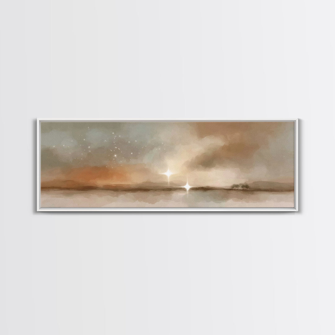 Bethlehem Horizon Light | Framed Canvas Print | Panoramic Painting | Christian Wall Art | Christian Art Canvas | Christmas Art | Jesus Pain
