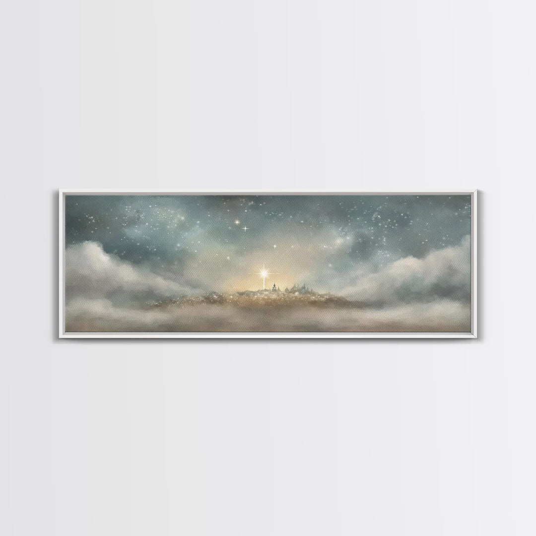 The Guiding Star – Framed Canvas Print – Christian Wall Art – Panoramic Art – Christian Art Canvas – Christmas Art – Jesus Painting