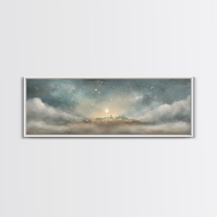 The Guiding Star – Framed Canvas Print – Christian Wall Art – Panoramic Art – Christian Art Canvas – Christmas Art – Jesus Painting