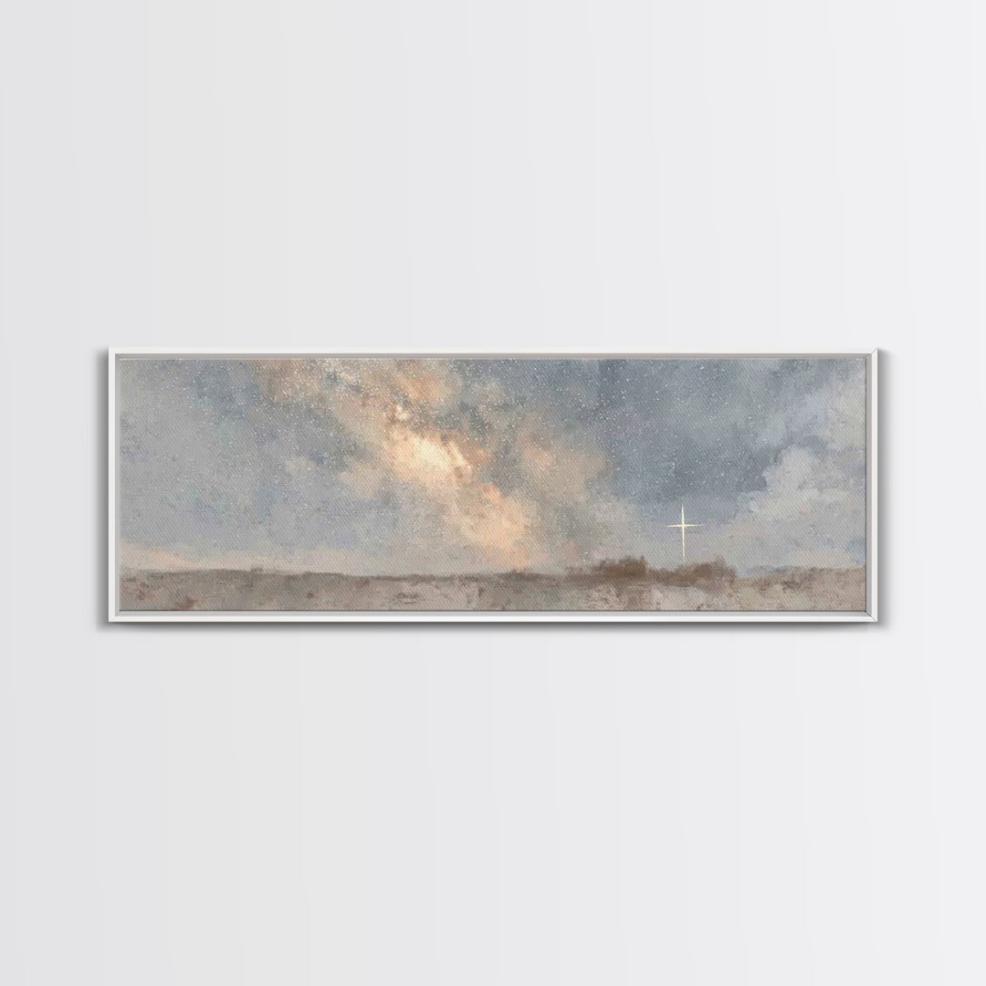 Starry Dawn Hope | Framed Canvas Print | Christian Wall Art | Panoramic Painting | Christian Art Canvas | Christmas Art | Christian Christm