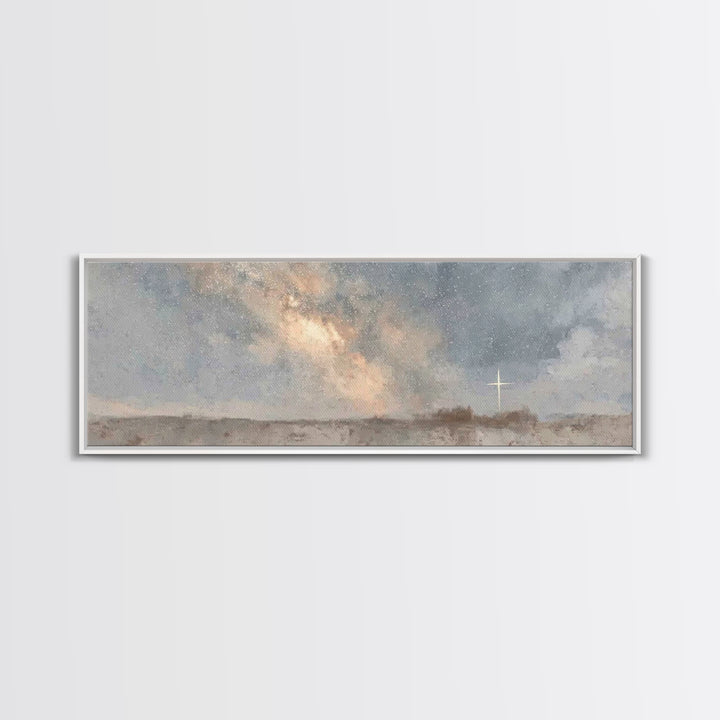 Starry Dawn Hope | Framed Canvas Print | Christian Wall Art | Panoramic Painting | Christian Art Canvas | Christmas Art | Christian Christm