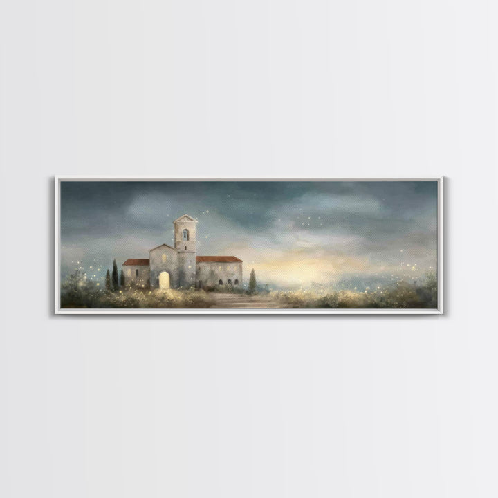 Sacred Horizon Glow, Framed Canvas Print, Christian Art Canvas, Panoramic Print, Christmas Art, Christian Wall Art, Jesus Painting
