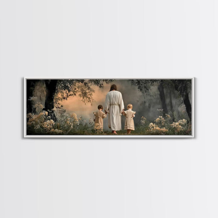 Walking In His Light | Framed Canvas Print | Christian Wall Art | Panoramic Frame | Christian Art Canvas | Christian Art | Christian Gift