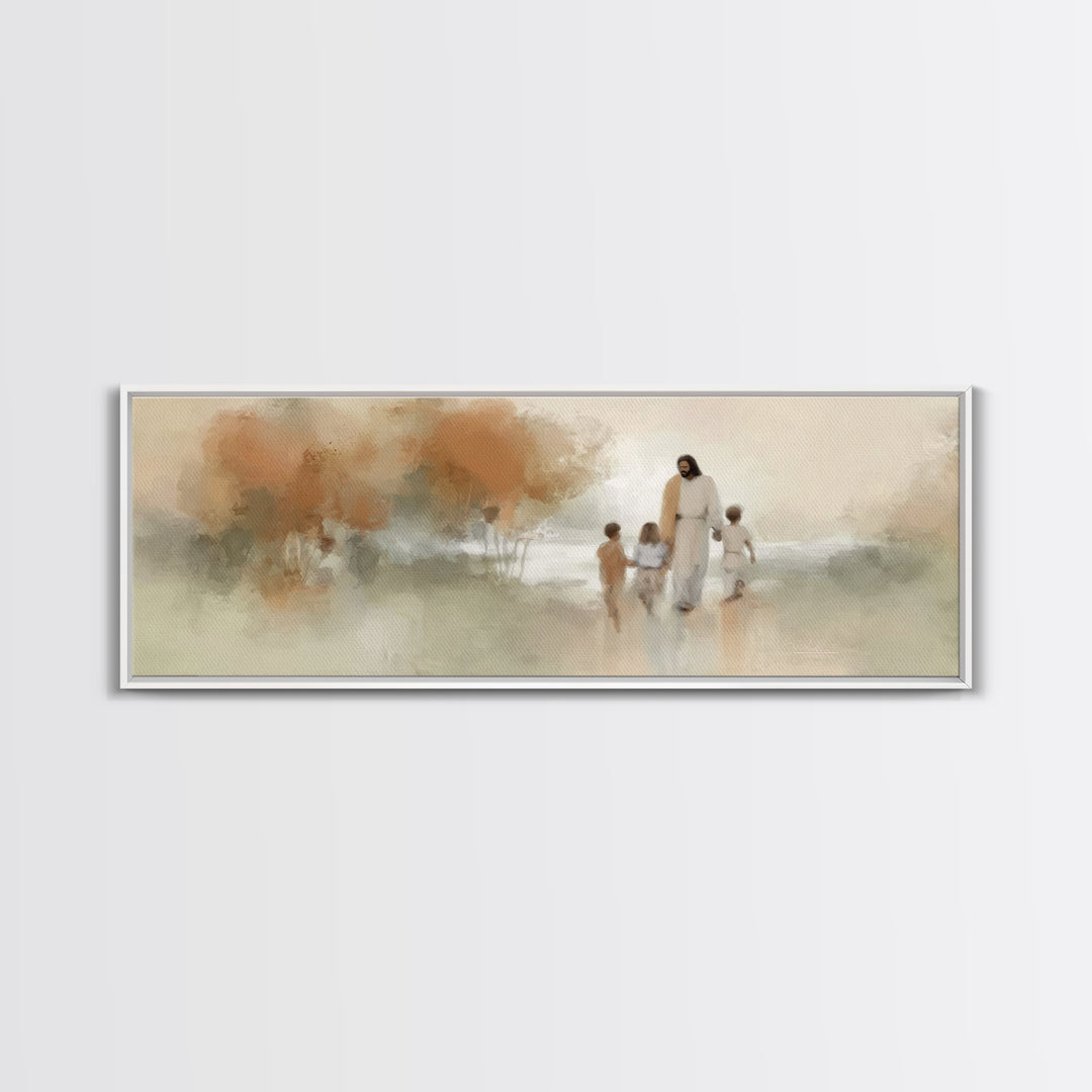 Children Of Grace – Framed Canvas Print – Panoramic Wall Art – Christian Art Canvas – Christian Art – Jesus Painting – Christian Decor
