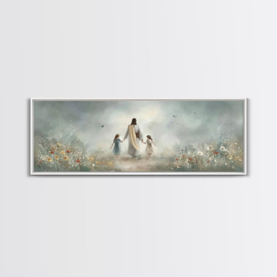 Pathway Of Peace, Framed Canvas Print, Christian Art Canvas, Jesus Painting, Christian Wall Art, Panoramic Wall Art, Christian Christmas Ar