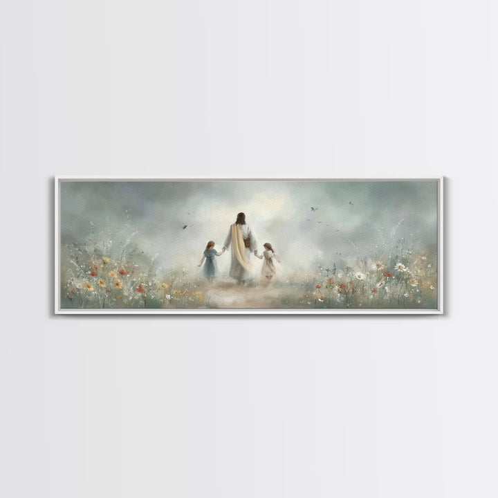 Pathway Of Peace, Framed Canvas Print, Christian Art Canvas, Jesus Painting, Christian Wall Art, Panoramic Wall Art, Christian Christmas Ar