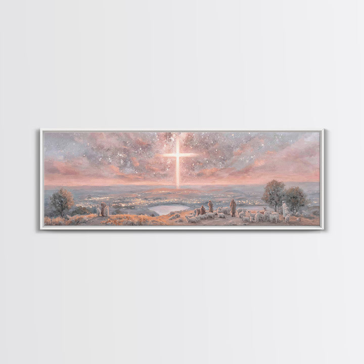 Star Of Salvation, Framed Canvas Print, Christian Art Canvas, Christmas Art, Panoramic Print, Christian Wall Art, Christian Christmas Art