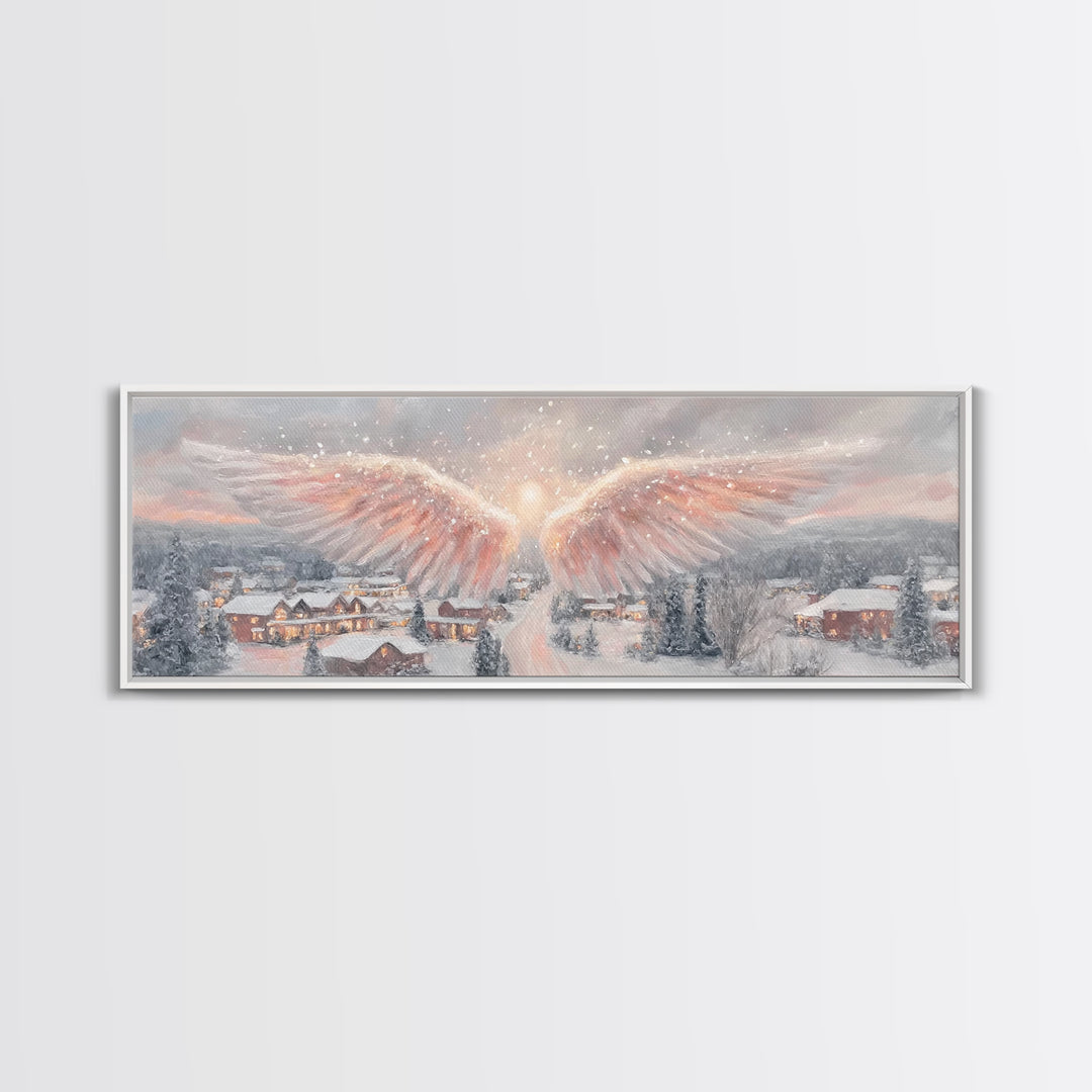 Angel Of Peace – Framed Canvas Print – Christian Wall Art – Panoramic Frame – Christian Art Print – Christmas Art – Christian Decorations