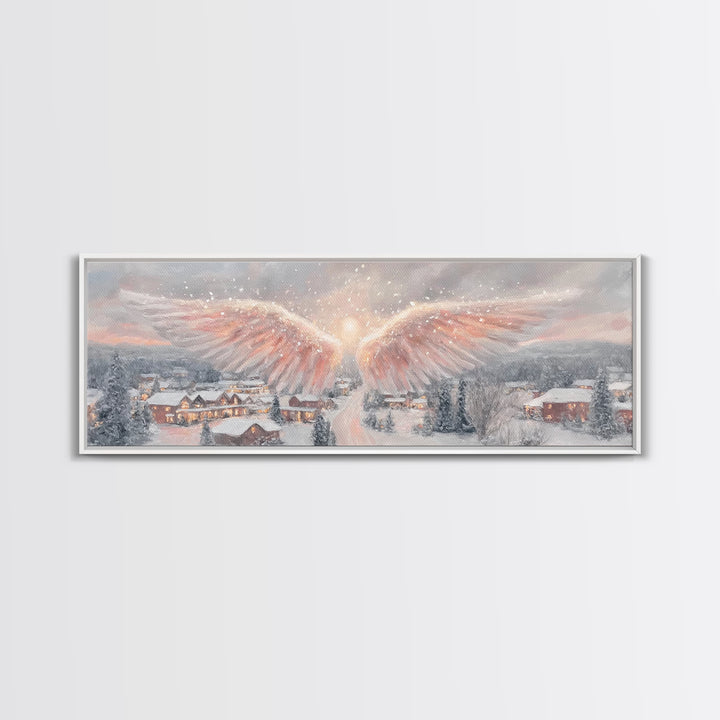 Angel Of Peace – Framed Canvas Print – Christian Wall Art – Panoramic Frame – Christian Art Print – Christmas Art – Christian Decorations