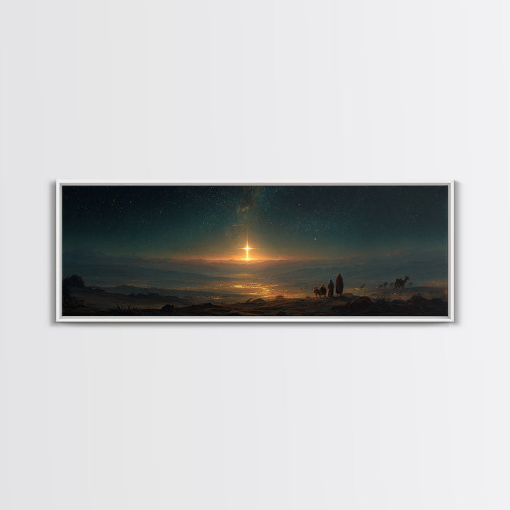 Eternal Dawn Cross – Framed Canvas Print – Panoramic Art – Christian Wall Art – Christmas Art – Christian Art Canvas – Christian Christmas