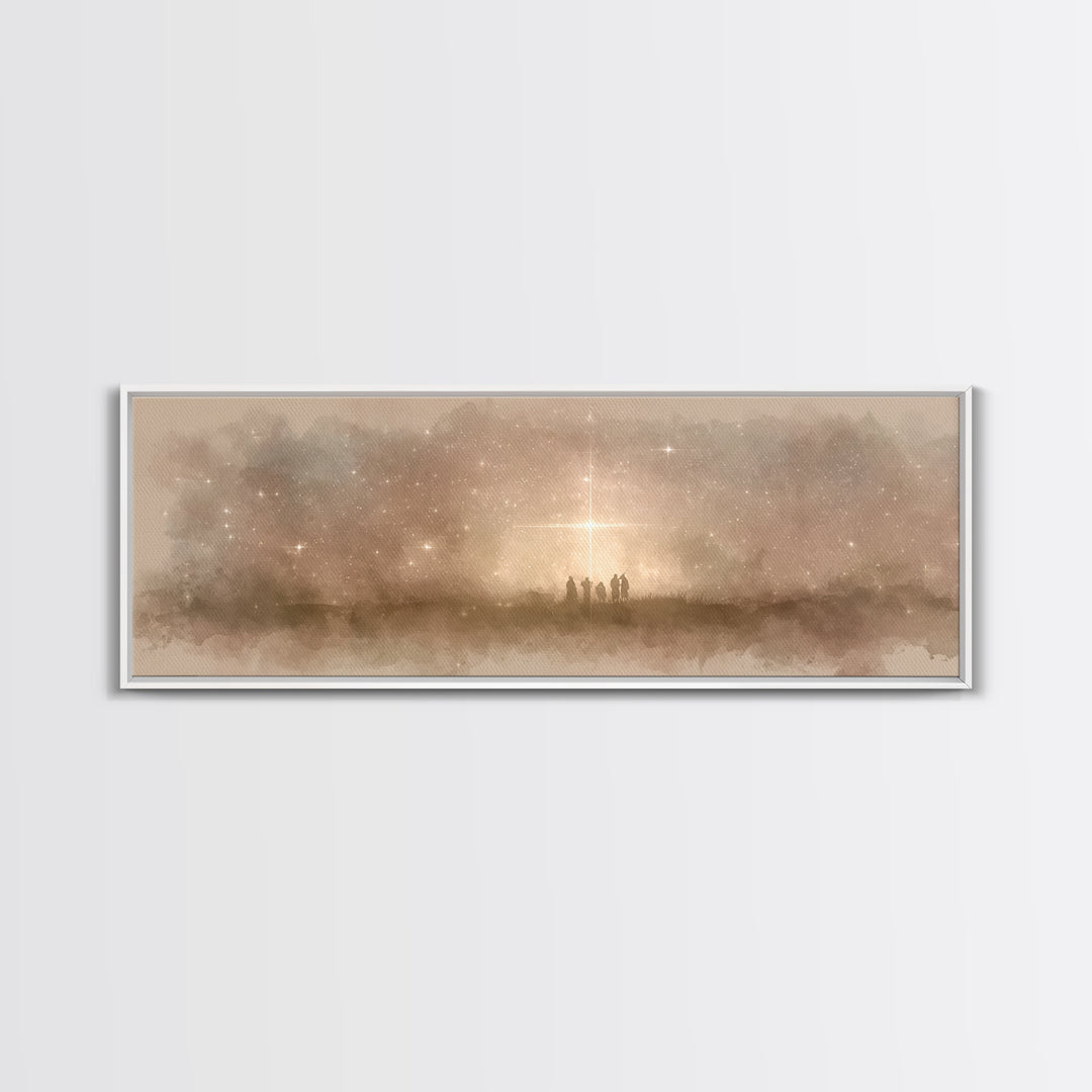 Radiant Bethlehem Sky | Framed Canvas Print | Christian Art Canvas | Panoramic Art | Christmas Art | Christian Wall Art | Christian Christm