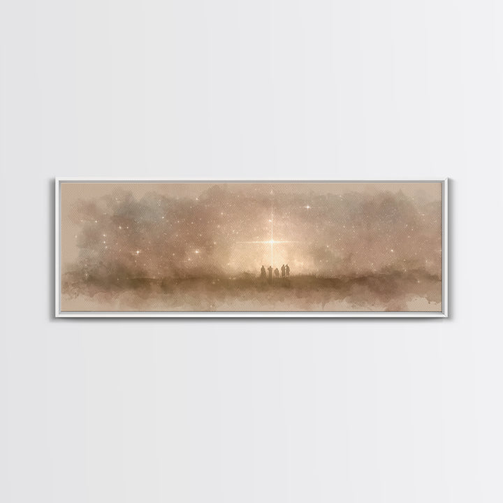 Radiant Bethlehem Sky | Framed Canvas Print | Christian Art Canvas | Panoramic Art | Christmas Art | Christian Wall Art | Christian Christm