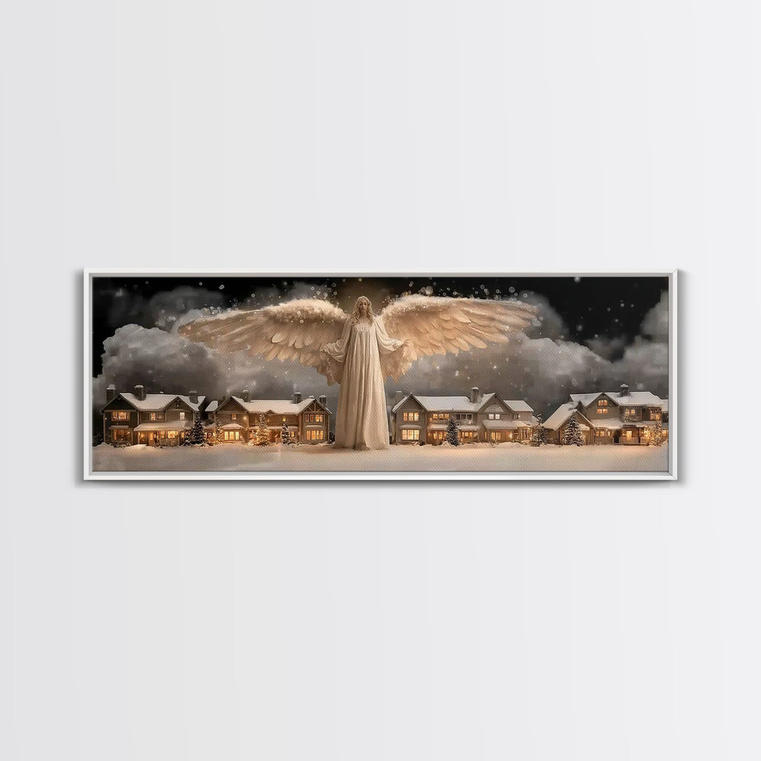 Wings Of Dawn, Framed Canvas Print, Christian Art Canvas, Panoramic Painting, Christmas Art, Christian Art Gift, Unique Christian Art