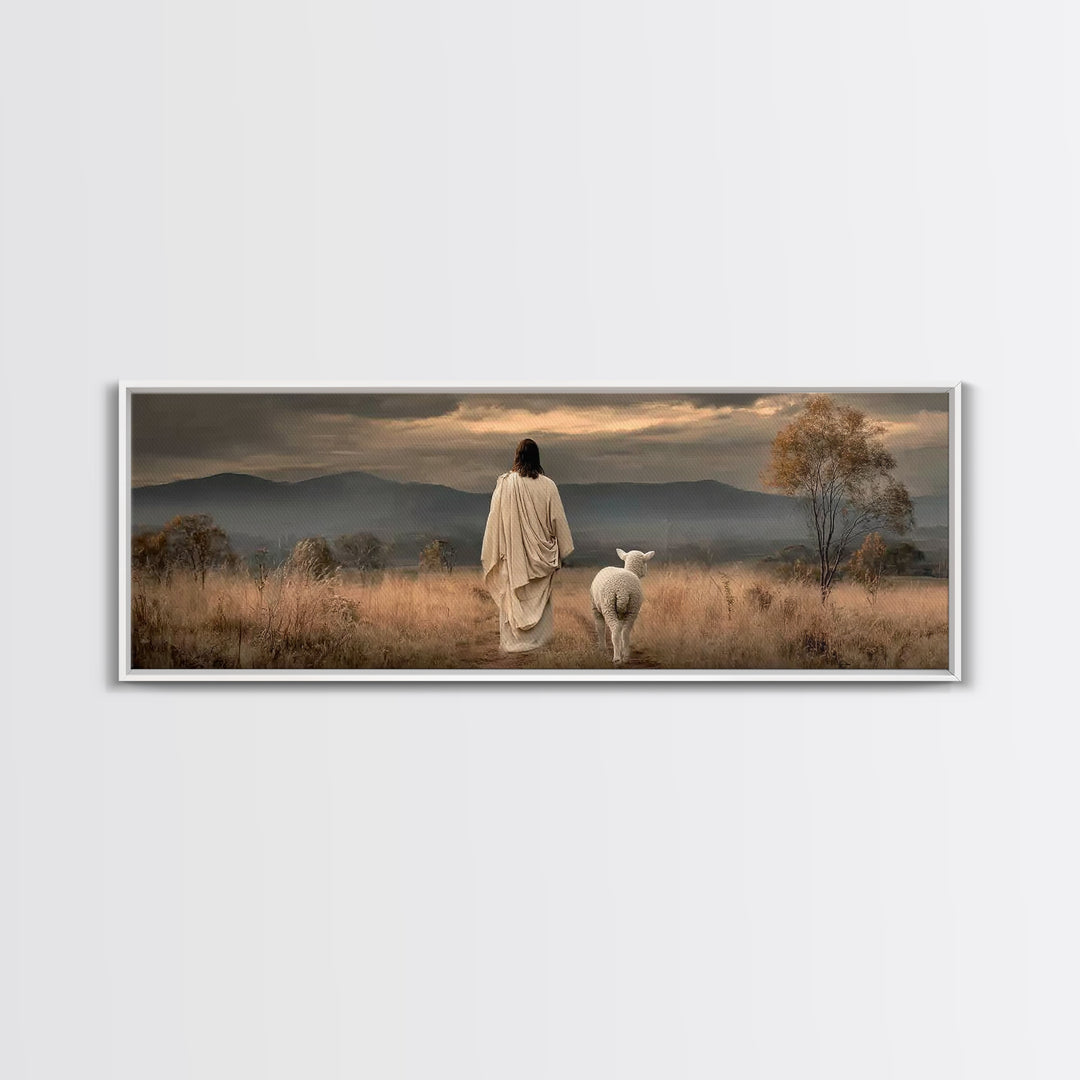 Hillside of Peace – Framed Canvas Print – Christian Art – Jesus Painting – Panoramic Art – Christian Wall Art – Christmas Art Print