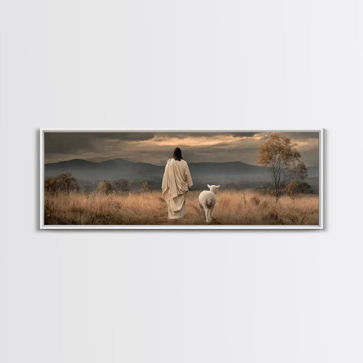 Hillside of Peace – Framed Canvas Print – Christian Art – Jesus Painting – Panoramic Art – Christian Wall Art – Christmas Art Print