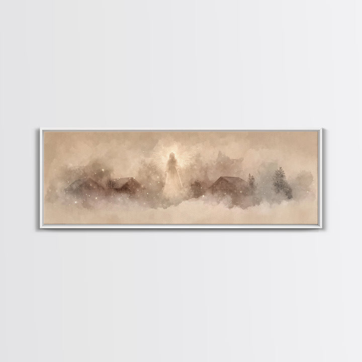 Heavenly Guardian | Framed Canvas Print | Christian Wall Art | Panoramic Art | Christian Art Canvas | Christmas Art | Christian Decor For H
