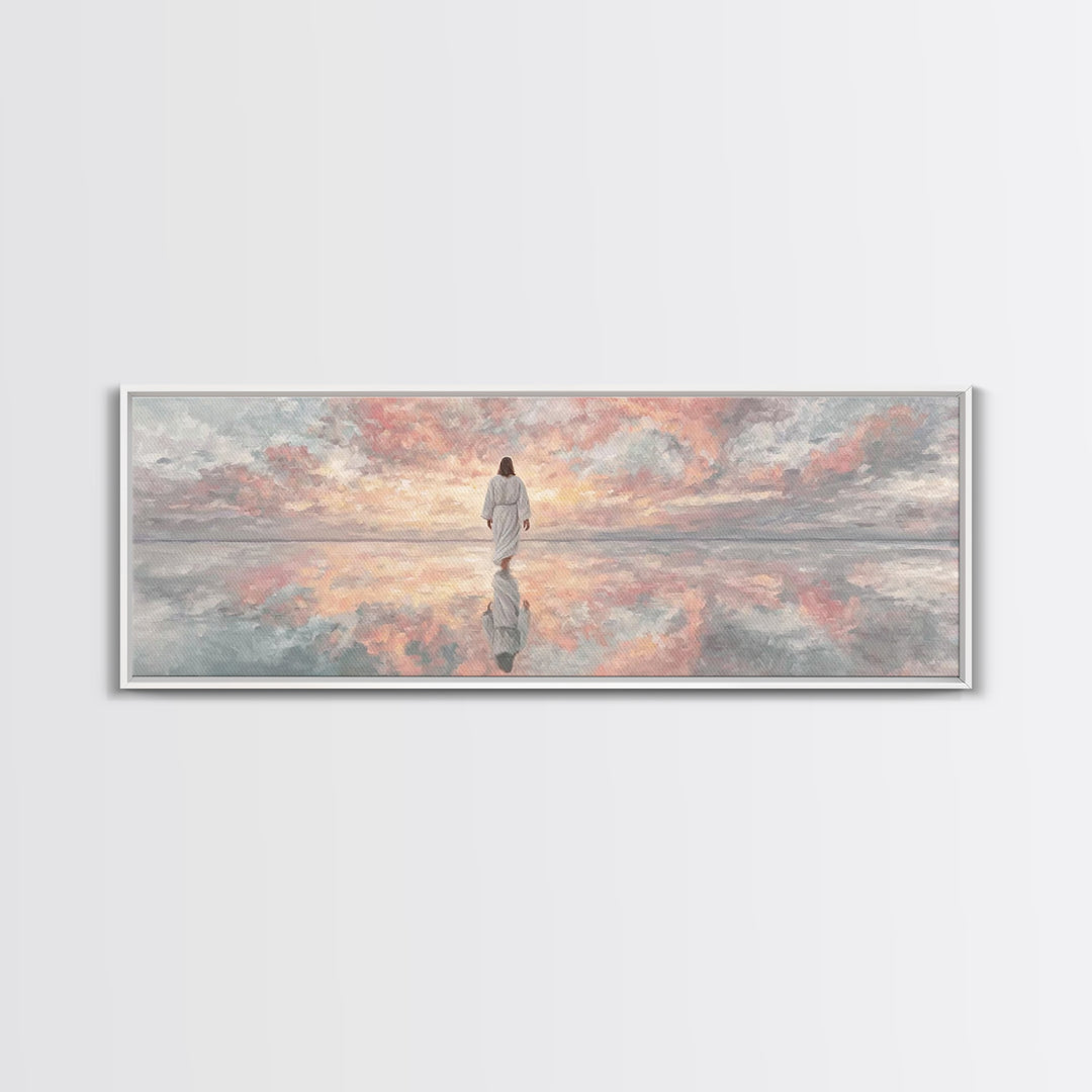 Heaven’s Gentle Dawn | Framed Canvas Print | Panoramic Painting | Christian Art Canvas | Jesus Painting | Christian Wall Art | Christmas Ar