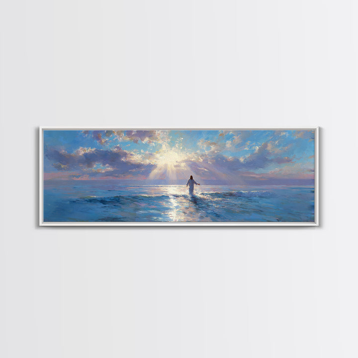 Soft Horizon Blessing – Framed Canvas Print – Panoramic Frame – Christian Art Canvas – Christian Wall Art – Jesus Painting – Christmas Art