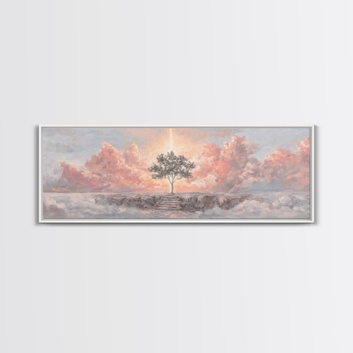 Radiant Ocean Glory | Framed Canvas Print | Panoramic Art | Christian Art Canvas | Jesus Painting | Christian Wall Art | Christmas Art