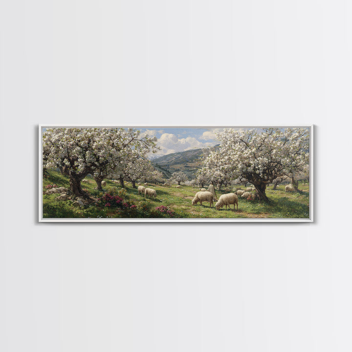 Heavenly Blossom Field – Framed Canvas Print – Christian Christmas Art – Panoramic Art – Christian Wall Art – Jesus Art Print – Christian C