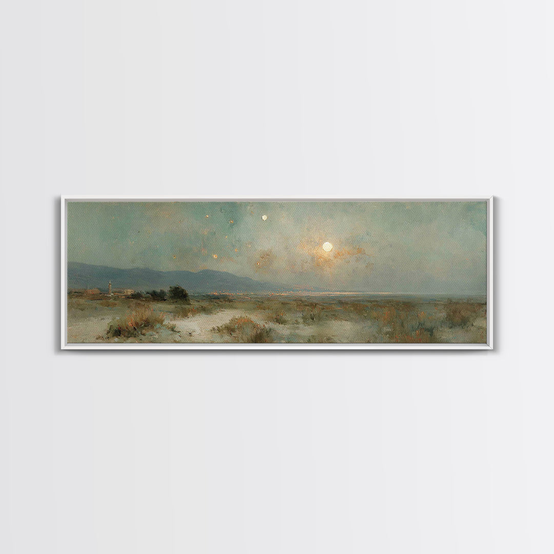 Holy Night Horizon – Framed Canvas Print – Christian Art – Christmas Wall Art – Panoramic Painting – Christian Decorations – Christian Art