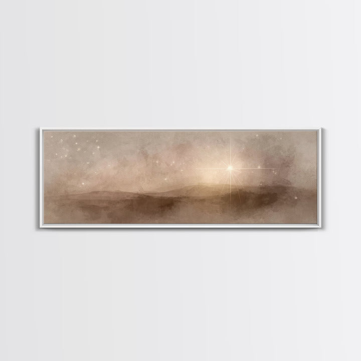 Bethlehem Glow, Framed Canvas Print, Christian Christmas Art, Panoramic Art, Christian Art Canvas, Christmas Wall Art, Christian Decor For